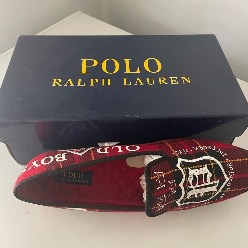 Polo by Ralph Lauren Red Plaid 'Old Boys' Slip-On Loafers - Picture 3 of 3
